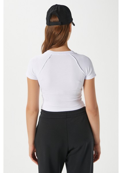 Kadın Fifth Yıkamalı Beyaz Crop Top