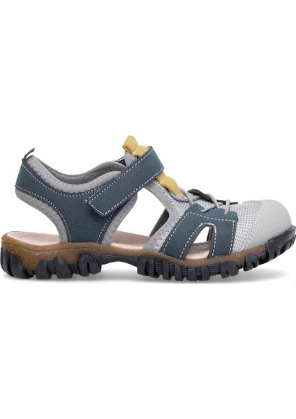 Elit ŞA-P-041-25Y Patik Erkek Çocuk Düz Sandalet Lacivert - Gri