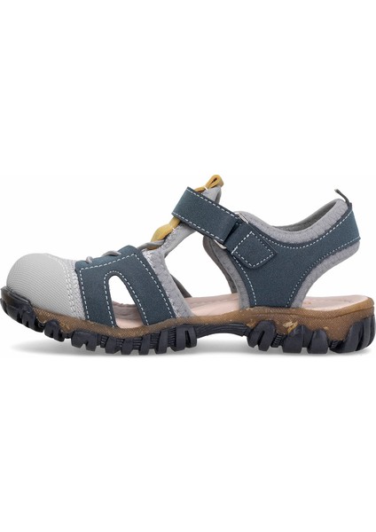 Elit ŞA-P-041-25Y Patik Erkek Çocuk Düz Sandalet Lacivert - Gri