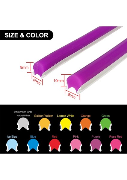 Sarı Neon LED Kılıf 5 Metre 6mm Ikinci Nesil Silikon Difüzör fırsatları