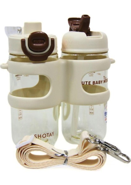 Su Matarası 2 Bölmeli Tritan Beyaz 900ml
