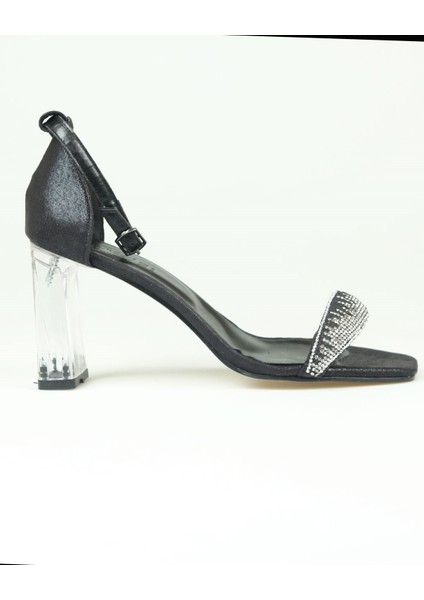Taşlı Tek Bant Topuklu Ayakkabı SİYAH fırsatları