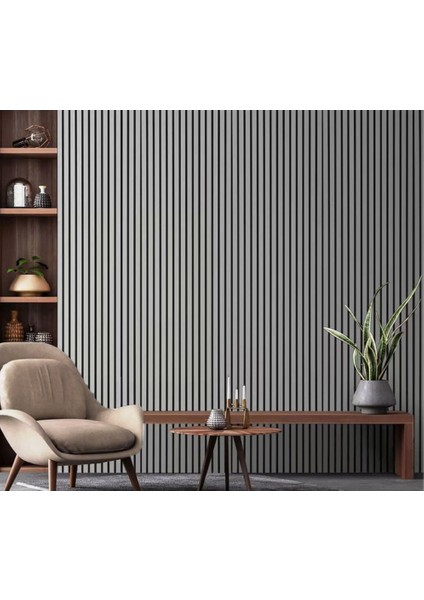 Keçeli Dekoratif Akustik Ahşap Panel – Taş GRİ(10 x 240 cm ).