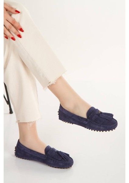 Kadın Hakiki Süet Deri Püskül Detaylı Loafer 1039 fırsatları