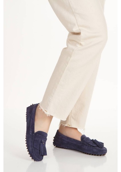Kadın Hakiki Süet Deri Püskül Detaylı Loafer 1039 indirimleri