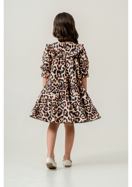 Leopar Desenli Zarif Kız Çocuk Abiye Elbise fırsatları