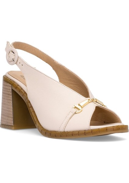 2511902Y Kadın Hakiki Deri Topuklu Sandalet Bej fiyatları