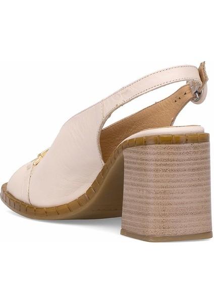 2511902Y Kadın Hakiki Deri Topuklu Sandalet Bej fırsatları