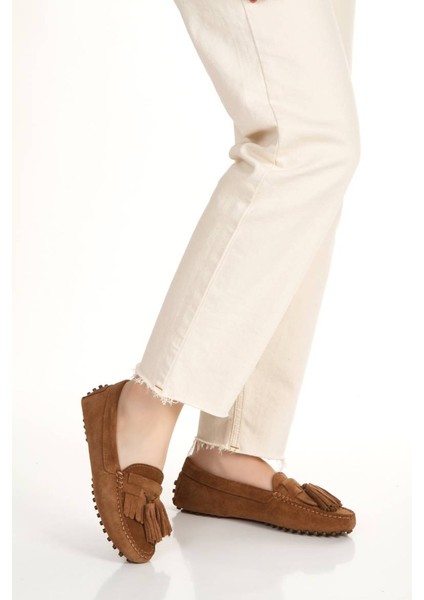 Kadın Hakiki Süet Deri Püskül Detaylı Loafer 1039 indirimleri