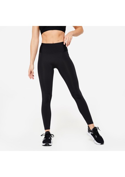 Domyos Kadın Siyah Toparlayıcı Spor Taytı 500 - Fitness Kardiyo