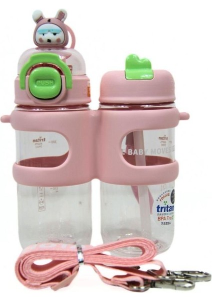 Su Matarası 2 Bölmeli Tritan Pembe 900ml
