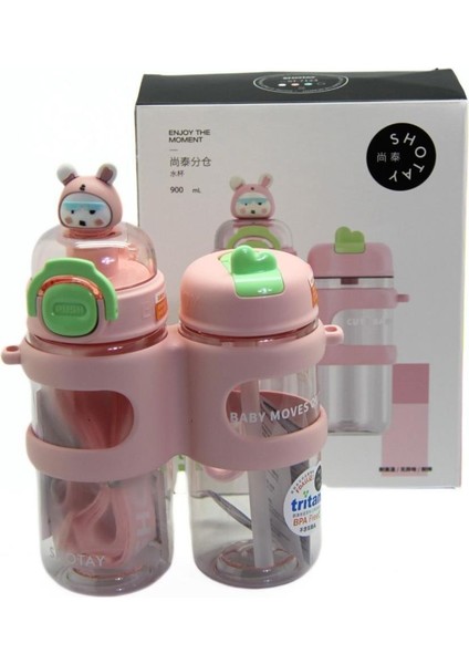 Su Matarası 2 Bölmeli Tritan Pembe 900ml