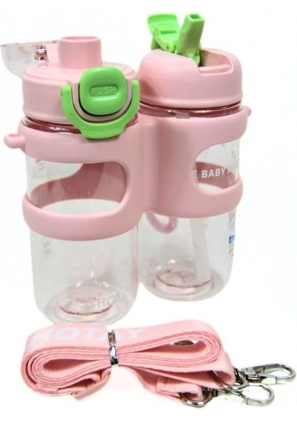 Su Matarası 2 Bölmeli Tritan Pembe 900ml
