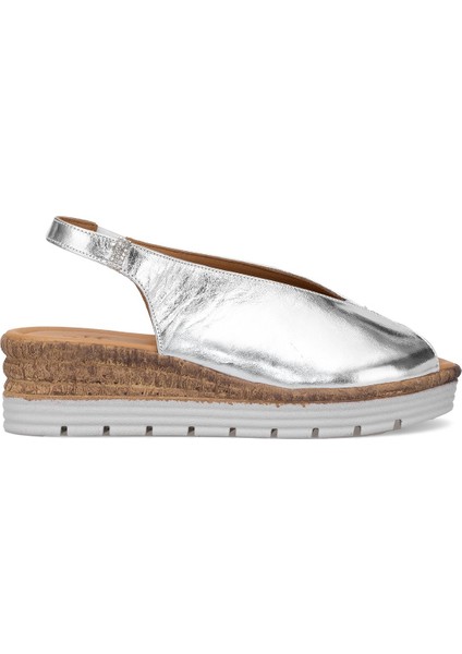 Elit ZEYN8094 Kadın Ortopedik Dolgu Topuk Sandalet Beyaz