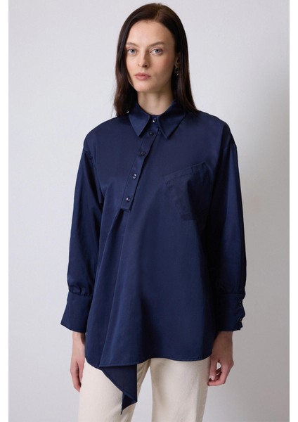 Asimetrik Poplin Tunik