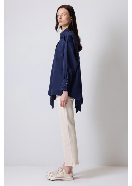 Asimetrik Poplin Tunik