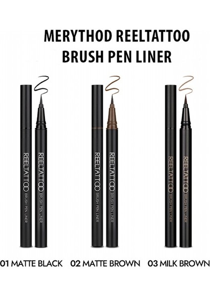 Reeltattoo Brush Pen Liner 02 Matt Brown - Fırça Uçlu Mat Kahverengi Eyeliner