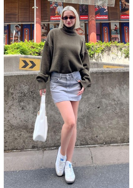 Yeşil Balıkçı Yaka Kadın Kazak MG2196