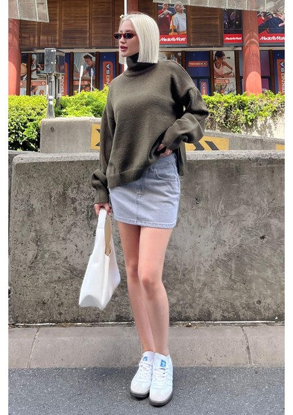 Yeşil Balıkçı Yaka Kadın Kazak MG2196 fiyatları