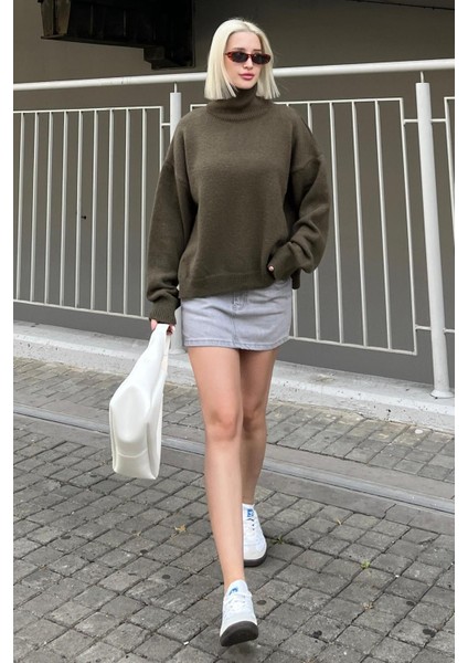 Yeşil Balıkçı Yaka Kadın Kazak MG2196 fırsatları