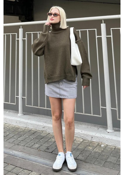 Yeşil Balıkçı Yaka Kadın Kazak MG2196 indirimleri