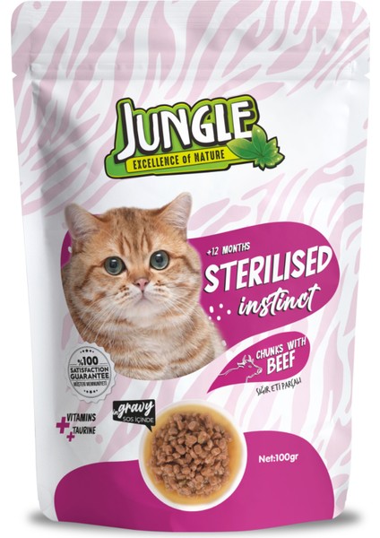 Kısırlaştırılmış Kedi Maması Sığır Eti Parçalı Pouch 100 gr modelleri