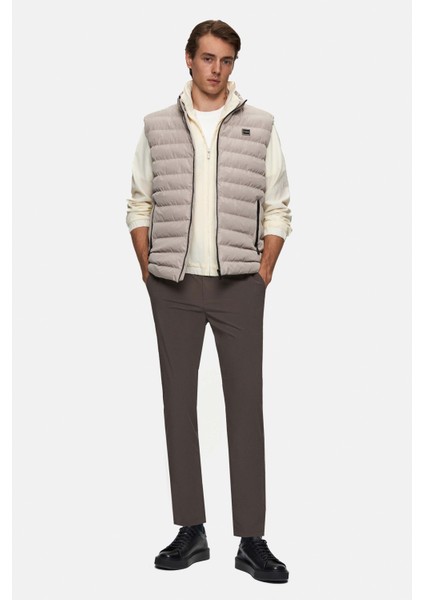 Slim Fit Taş Düz Yelek Mont