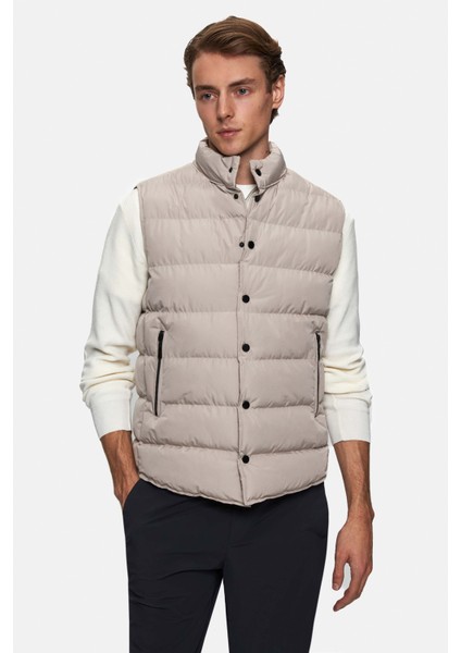 Slim Fit Taş Düz Yelek Mont