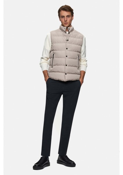 Slim Fit Taş Düz Yelek Mont