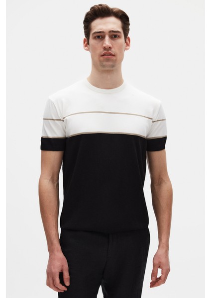 Ds Damat Slim Fit Ekru Rayon Triko T-Shirt