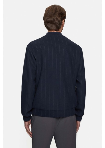 Ds Damat Regular Fit Lacivert Çizgili Mont