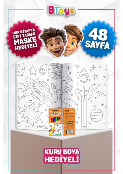 Boyama Kitabı Seti - Sonsuz Ay - Kuru Boya, Maske ve Kalem Kutusu Hediyeli