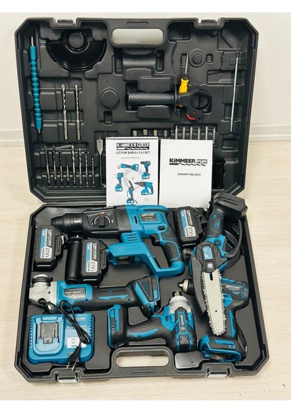 Kimmer Plus 21V Akülü 5'li Set Kırıcı Hilti Taşlama Somun Sıkma Akülü Vidalama Budama