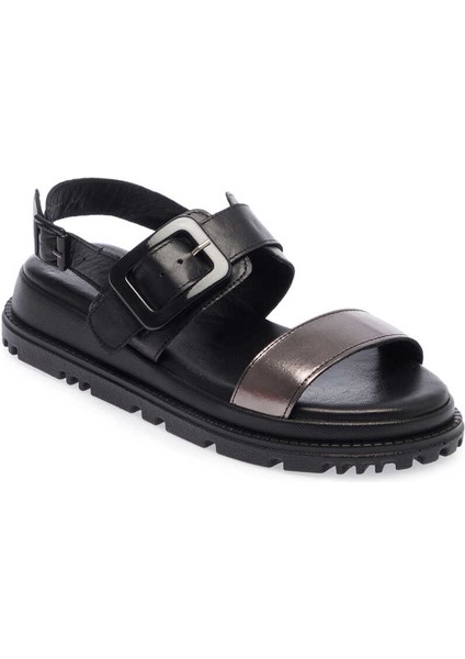 Siyah Hakiki Deri Kadın Sandalet - K24Y1SN67141-A23