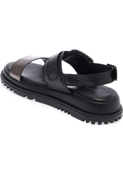 Siyah Hakiki Deri Kadın Sandalet - K24Y1SN67141-A23 fiyatları