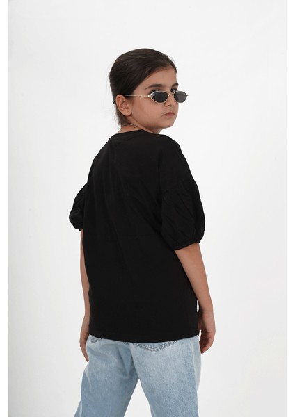 Kız Çocuk Süprem Kumaş Bisiklet Yaka Baskılı Tshirt indirimleri