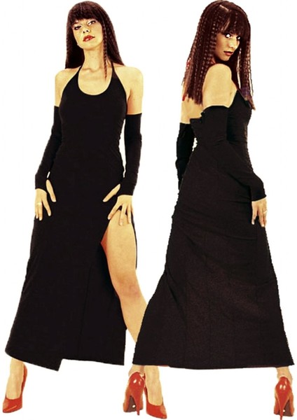 TP101199 Derin Yırtmaçlı Eldivenli Elbise