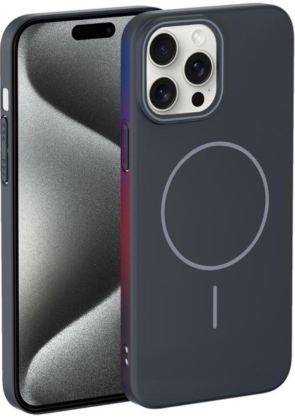 Apple iPhone 15 Pro Max Kılıf Manyetik Şarj Özellikli Ic Gls Lansman Leke Tutmaz Kapak