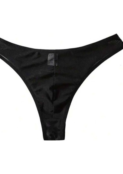 Erkek Biyeli Siyah Transparan Brazillian Slip