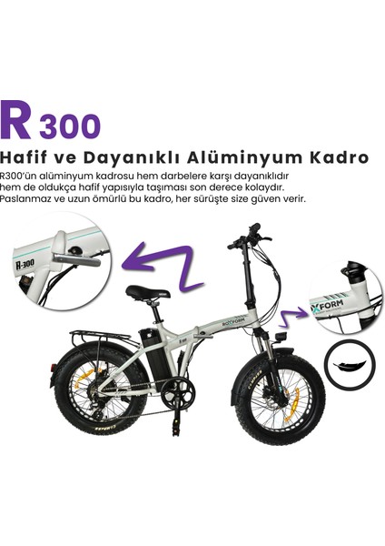 R-300 Elektrikli Katlanabilir Bisiklet 15ah Shimano Altus Hidrolik Fren Alüminyum Kadro