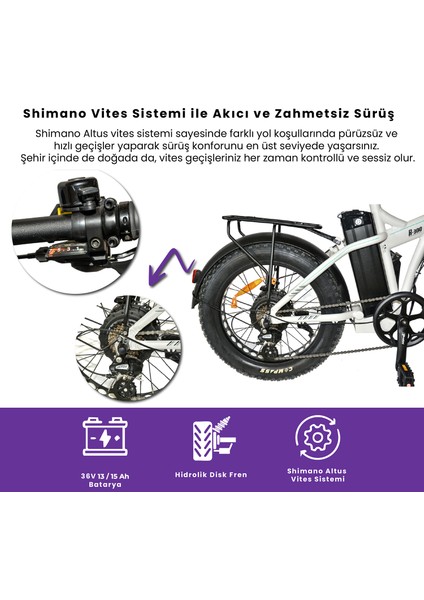 R-300 Elektrikli Katlanabilir Bisiklet 15ah Shimano Altus Hidrolik Fren Alüminyum Kadro