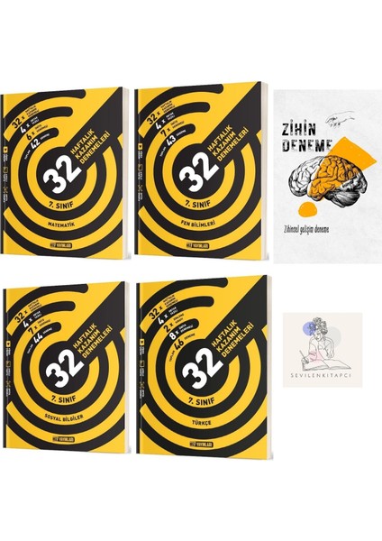 7.sınıf M-F-T-S 4 Kitap 32 Hafta Denemeleri+Zihin Deneme+SSSK435