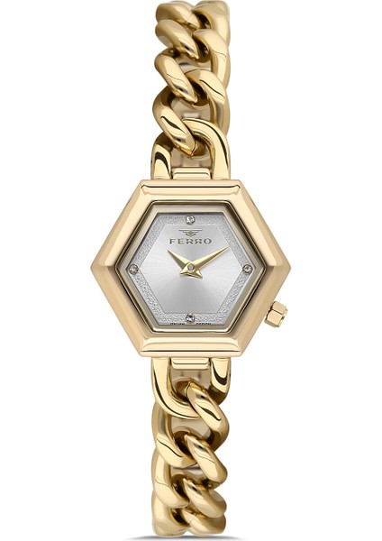 FL40144A-B Quartz Çelik Altın Rengi Beyaz Kadran 28 mm Kadın Kol Saati
