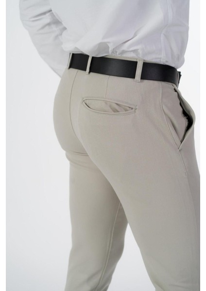 Esnek Kumaş Slim Fit Chino Erkek Pantolon Krem fırsatları