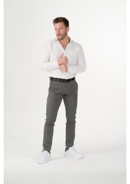 Esnek Kumaş Slim Fit Chino Erkek Pantolon Antrasit modelleri
