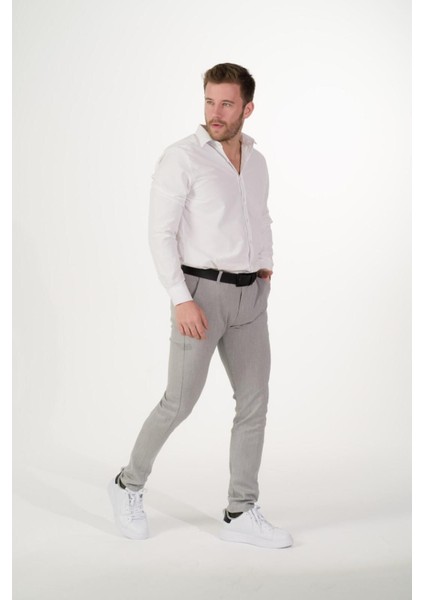 Esnek Kumaş Slim Fit Chino Erkek Pantolon Gri fiyatları