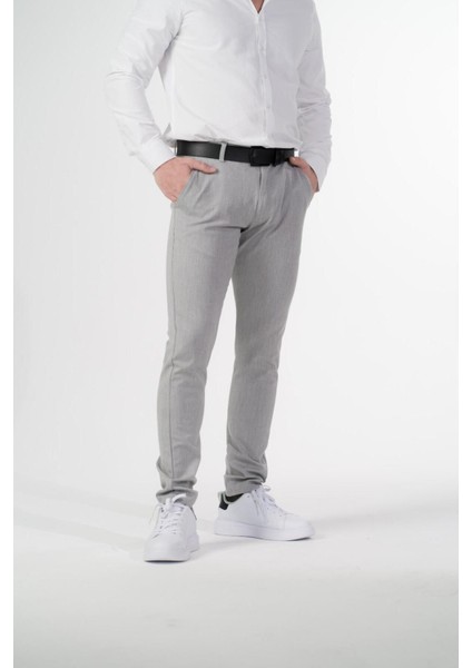 Esnek Kumaş Slim Fit Chino Erkek Pantolon Gri fırsatları