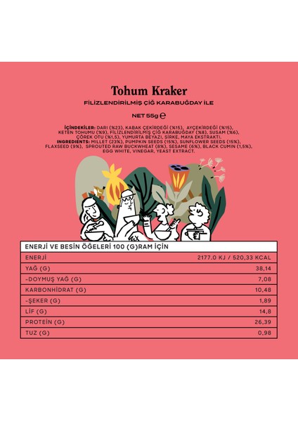 Glütensiz, İlave Şekersiz Tohum Kraker 55 G