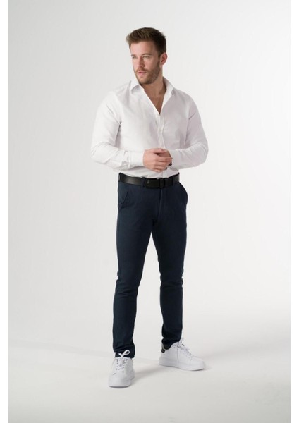 Esnek Kumaş Slim Fit Chino Erkek Pantolon Lacivert fiyatları