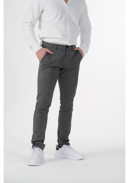 Esnek Kumaş Slim Fit Chino Erkek Pantolon Antrasit fırsatları